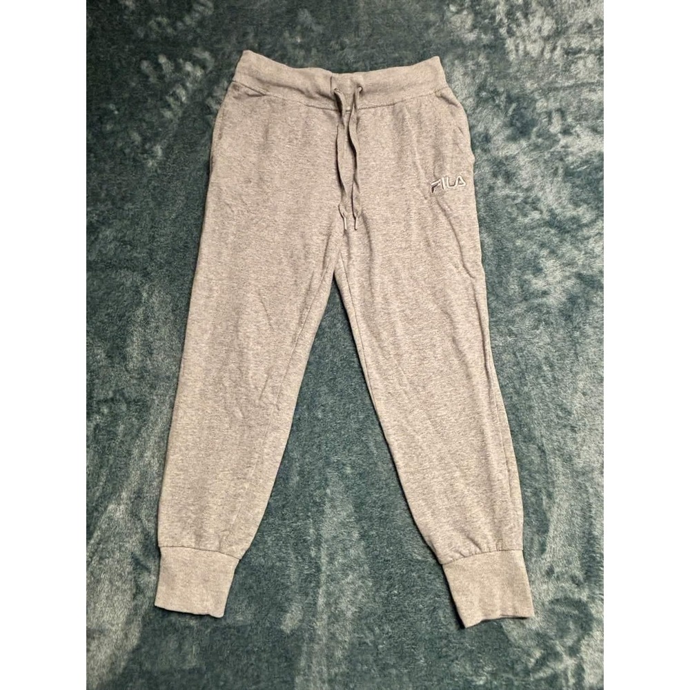 FILA Jogger Pants Women Small Grey Heathered Cotton Spandex Activewear Pockets